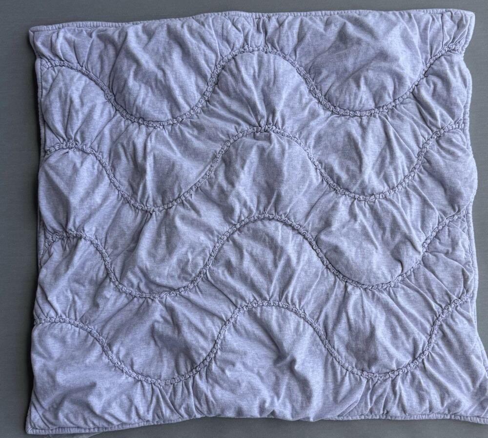 Pottery Barn Kids Quilted Euro Sham Pillow Case Cover Square Wave Ruffle Lilac